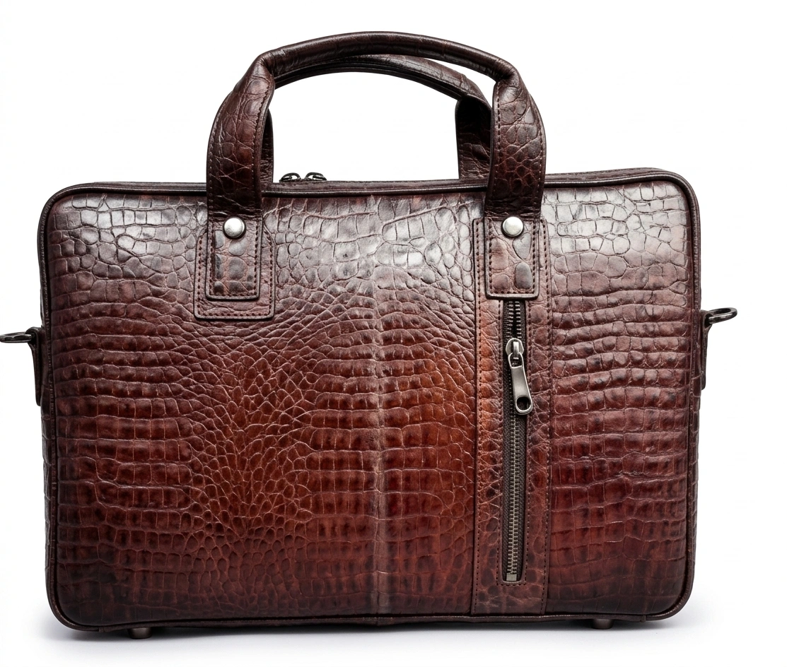 Royal Croc-Textured Briefcase